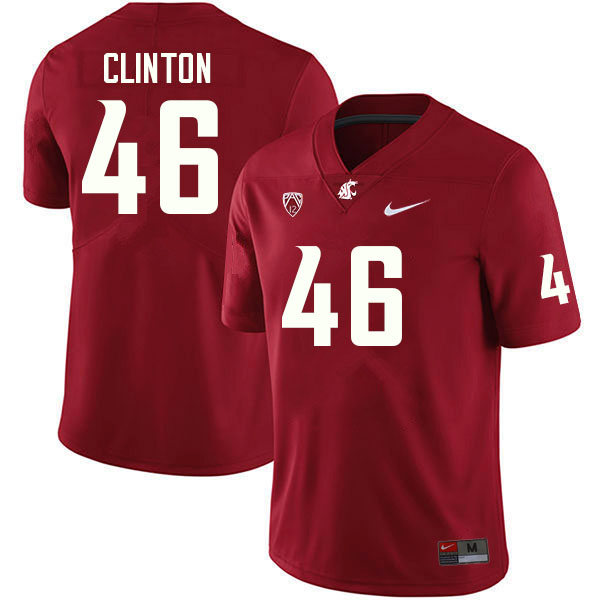 Men #46 Dylan Clinton Washington State Cougars College Football Jerseys Sale-Crimson